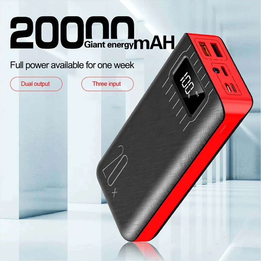 20000mAh External Battery Power Bank Dual USB With LED Flashlight - Beau’s store