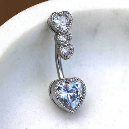 316L Stainless Steel Cascading Heart Navel Ring - Beau’s store