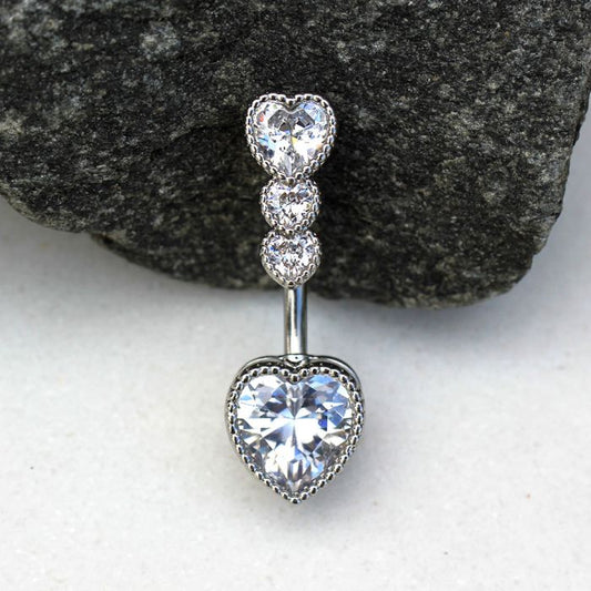 316L Stainless Steel Cascading Heart Navel Ring - Beau’s store