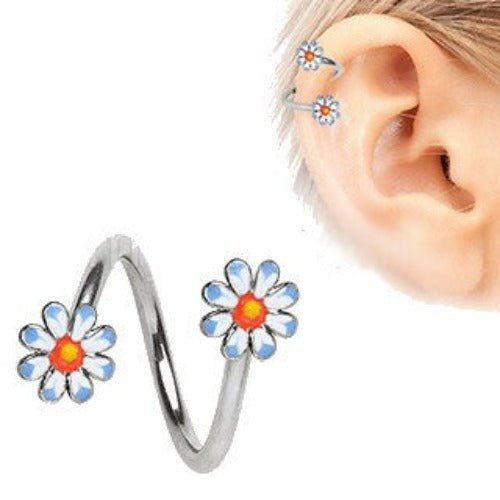 316L Stainless Steel Daisy Flower Cartilage Twist Jewelry - Beau’s store
