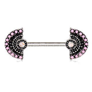 316L Stainless Steel Jeweled Fan Nipple Bar - Beau’s store