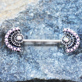 316L Stainless Steel Jeweled Fan Nipple Bar - Beau’s store