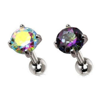 316L Stainless Steel Prong Set Iridescent Cubic Cartilage Earring - Beau’s store