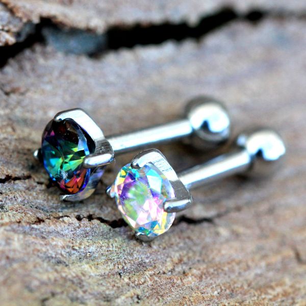 316L Stainless Steel Prong Set Iridescent Cubic Cartilage Earring - Beau’s store