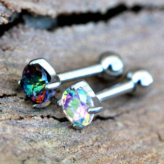 316L Stainless Steel Prong Set Iridescent Cubic Cartilage Earring - Beau’s store