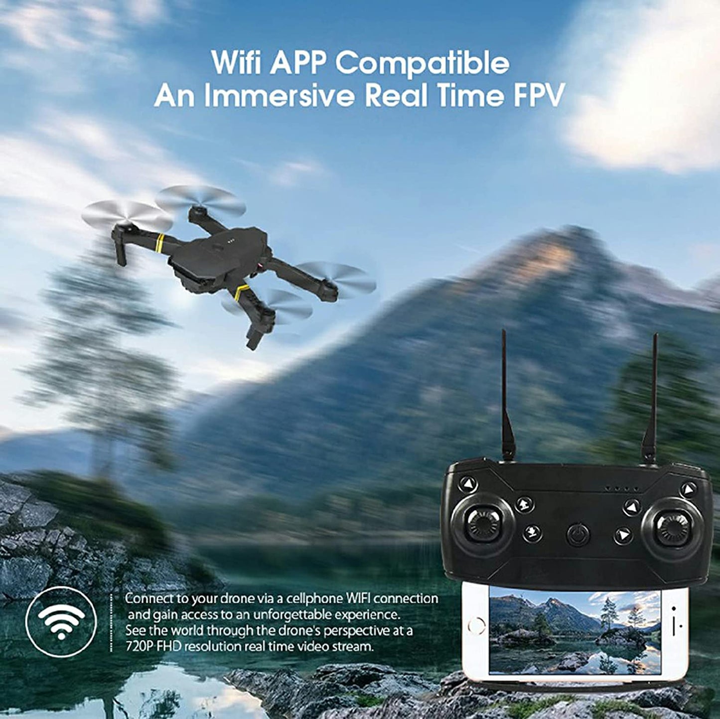 4K HD Dual Camera RC FPV WiFi Portable Wide Angle Foldable Quadcopter Drone - Beau’s store