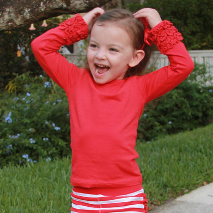 AnnLoren Baby Girls Boutique Long Sleeve Red Ruffle Layering T-shirt - Beau’s store