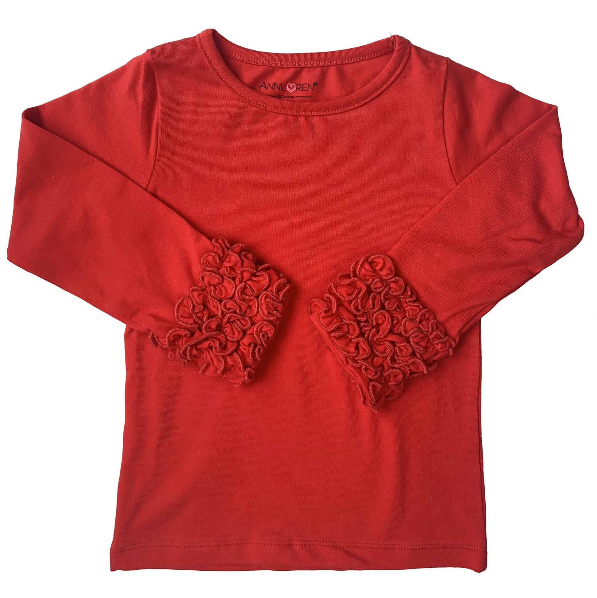 AnnLoren Baby Girls Boutique Long Sleeve Red Ruffle Layering T-shirt - Beau’s store
