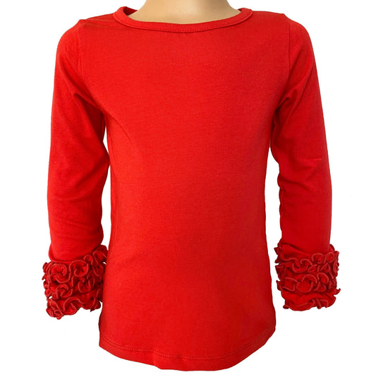 AnnLoren Baby Girls Boutique Long Sleeve Red Ruffle Layering T-shirt - Beau’s store