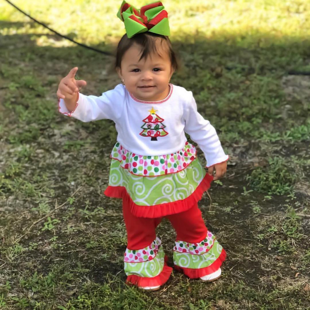 AnnLoren Girls Boutique Polka Dot & Swirl Christmas Tree Clothing Set - Beau’s store