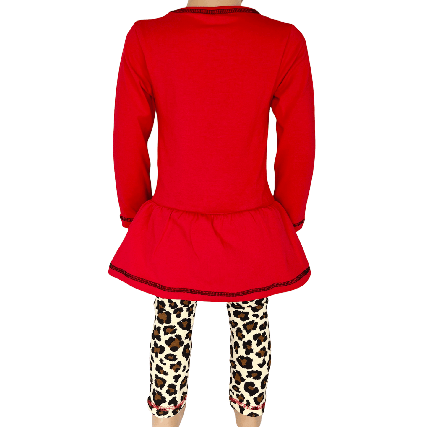 AnnLoren Girls Leopard Heart Holiday Dress Tunic & Leggings Set Outfit - Beau’s store