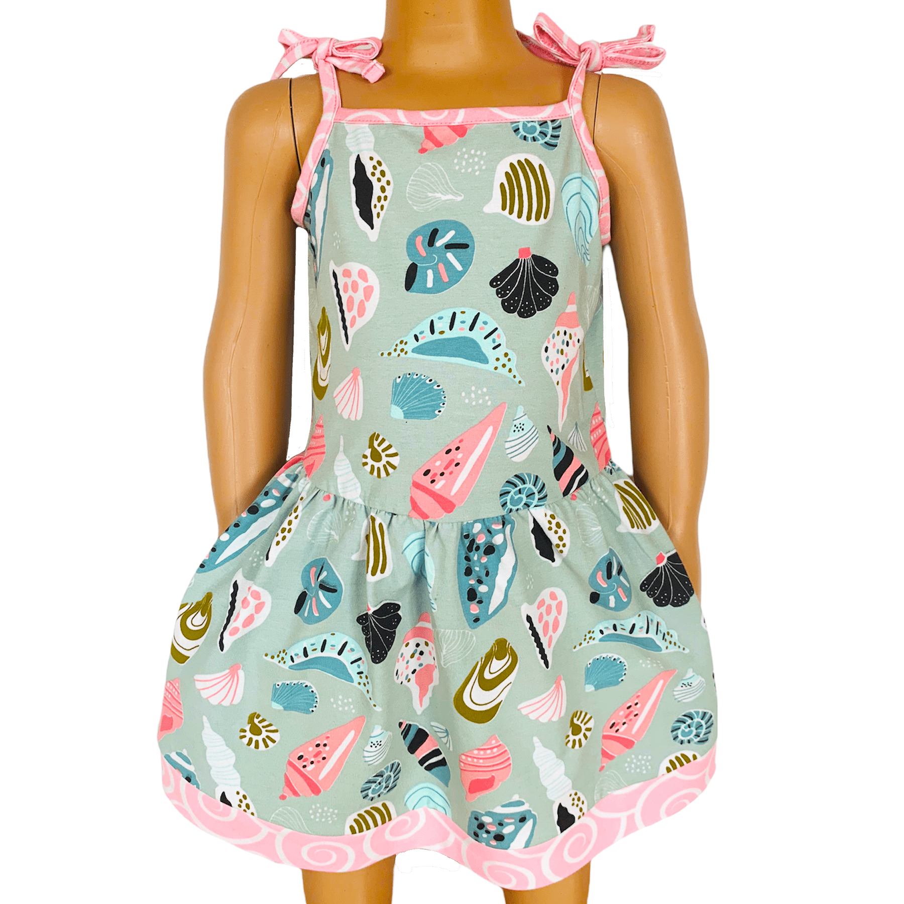AnnLoren Little & Big Girls Seashells Spaghetti Straps Cotton Knit Summer Beach Dress - Beau’s store