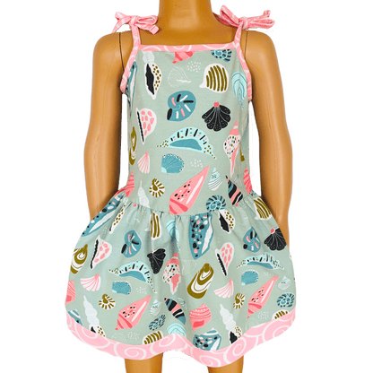 AnnLoren Little & Big Girls Seashells Spaghetti Straps Cotton Knit Summer Beach Dress - Beau’s store