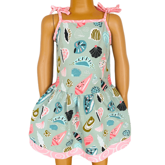 AnnLoren Little & Big Girls Seashells Spaghetti Straps Cotton Knit Summer Beach Dress - Beau’s store