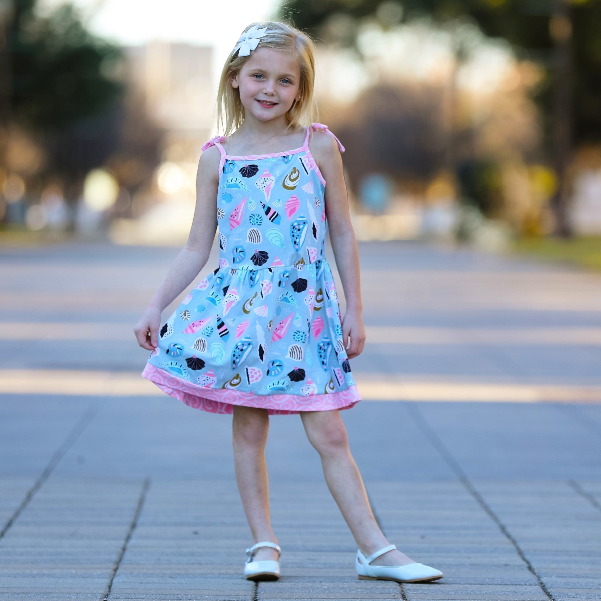 AnnLoren Little & Big Girls Seashells Spaghetti Straps Cotton Knit Summer Beach Dress - Beau’s store
