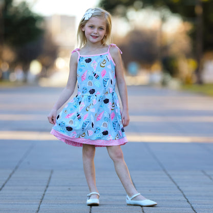 AnnLoren Little & Big Girls Seashells Spaghetti Straps Cotton Knit Summer Beach Dress - Beau’s store