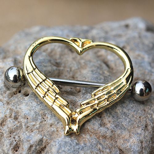 Gold Plated Winged Heart Nipple Shield - Beau’s store