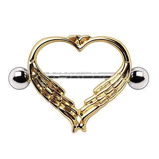 Gold Plated Winged Heart Nipple Shield - Beau’s store