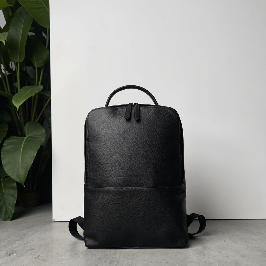 Skald Black Pebbled Leather Backpack | Slim Black Leather Backpack - Beau’s store